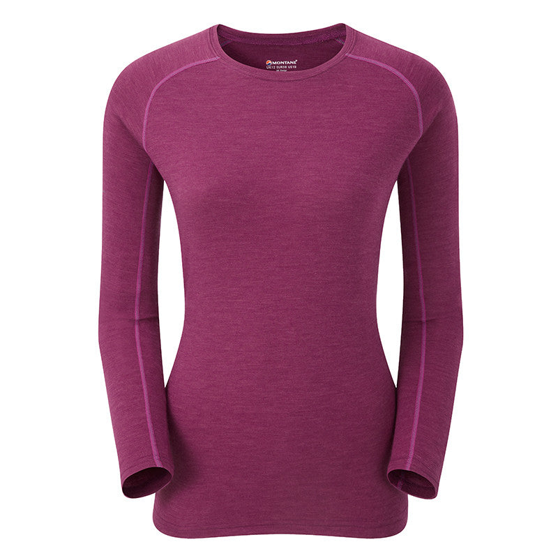 Montane-Women's Primino Crew Neck 220 Long Sleeve T-Shirt-Women's Next To Skin-Dahlia-XS-Gearaholic.com.sg